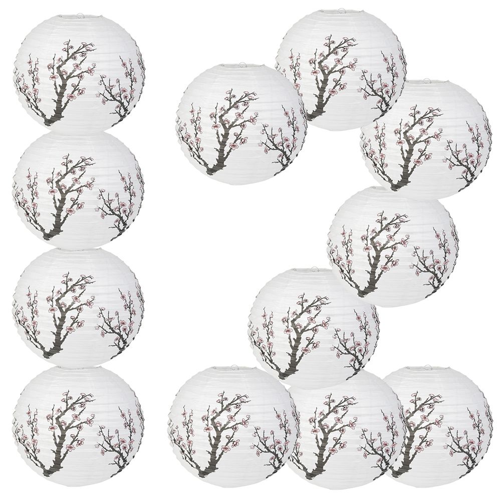 12 PACK | Cherry Blossom / Sakura Paper Lantern - PaperLanternStore.com - Paper Lanterns, Decor, Party Lights & More