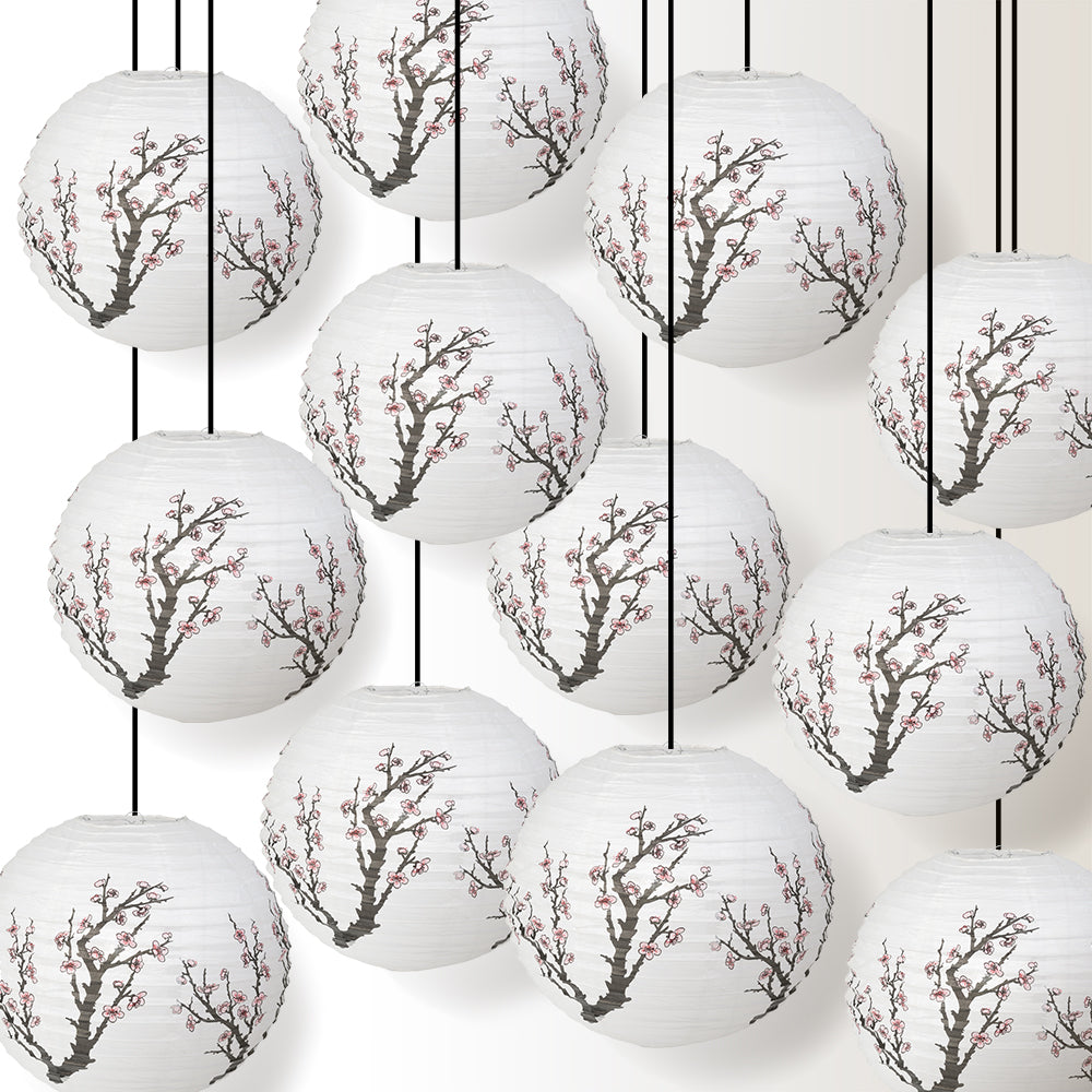12 PACK | Cherry Blossom / Sakura Paper Lantern - PaperLanternStore.com - Paper Lanterns, Decor, Party Lights & More