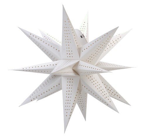 3-PACK + Cord | White Moravian Multi-Point 24&quot; Illuminated Paper Star Lanterns and Lamp Cord Hanging Decorations - PaperLanternStore.com - Paper Lanterns, Decor, Party Lights &amp; More