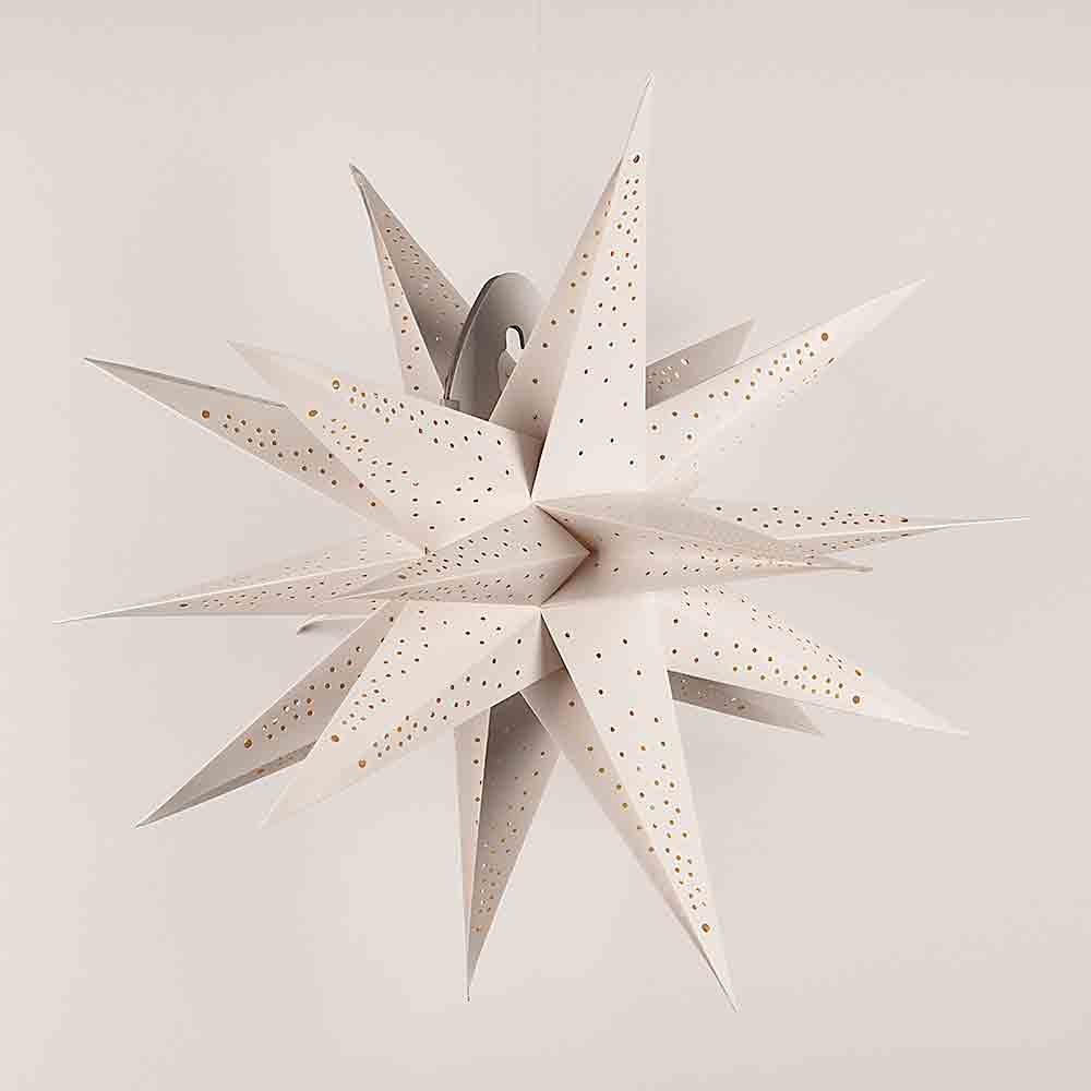24" White Moravian Cut-Out Multi-Point Paper Star Lantern Lamp, Chinese Hanging Wedding & Party Decoration - PaperLanternStore.com - Paper Lanterns, Decor, Party Lights & More