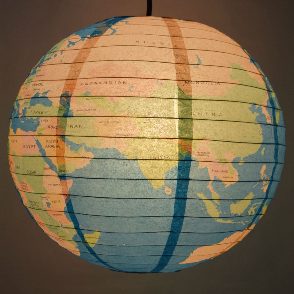 14&quot; Geographical World Map Earth Globe Paper Lantern Hanging Classroom &amp; Party Decoration - PaperLanternStore.com - Paper Lanterns, Decor, Party Lights &amp; More