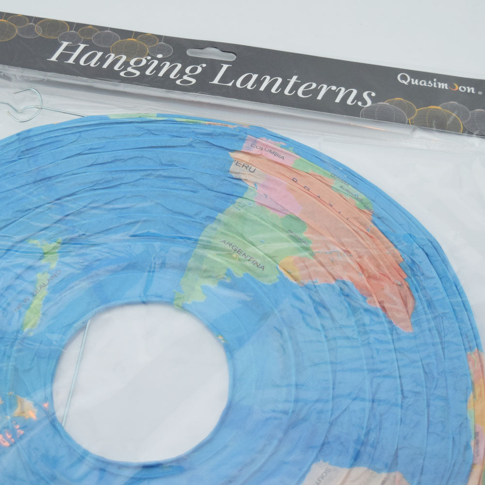 14" Geographical World Map Earth Globe Paper Lantern Hanging Classroom & Party Decoration - PaperLanternStore.com - Paper Lanterns, Decor, Party Lights & More
