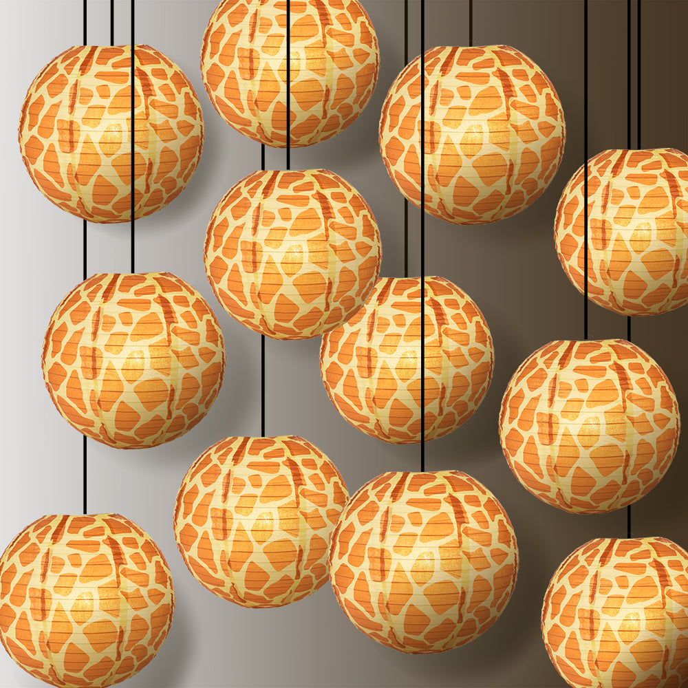 12 PACK | 14&quot; Giraffe Print Paper Lantern - PaperLanternStore.com - Paper Lanterns, Decor, Party Lights &amp; More