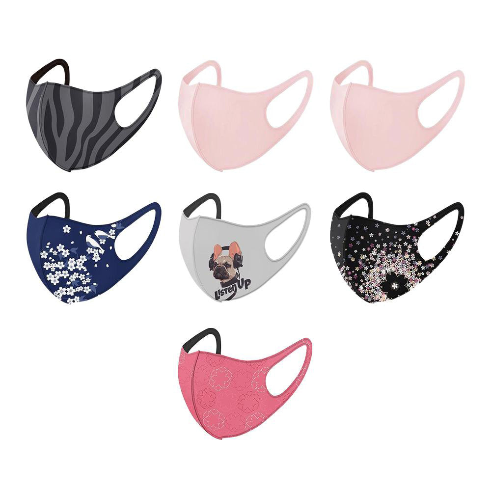 Girls Face Masks Comfortable Coverings 3-ply Washable Reusable (7-Pack)
