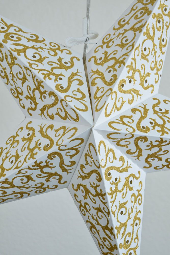 24&quot; Gold Bramble Glitter Paper Star Lantern, Hanging - PaperLanternStore.com - Paper Lanterns, Decor, Party Lights &amp; More