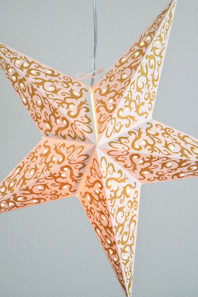 24&quot; Gold Bramble Glitter Paper Star Lantern, Hanging - PaperLanternStore.com - Paper Lanterns, Decor, Party Lights &amp; More