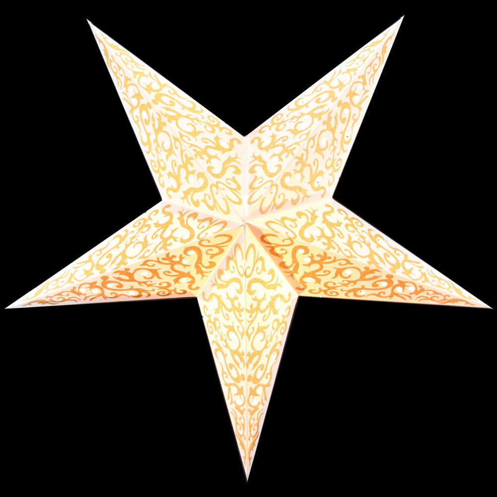 24&quot; Gold Bramble Glitter Paper Star Lantern, Hanging - PaperLanternStore.com - Paper Lanterns, Decor, Party Lights &amp; More