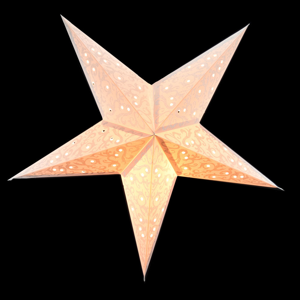 24&quot; Silver Bramble Glitter Paper Star Lantern, Hanging - PaperLanternStore.com - Paper Lanterns, Decor, Party Lights &amp; More