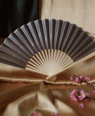9&quot; Gray / Grey Silk Hand Fans for Weddings (10 Pack)