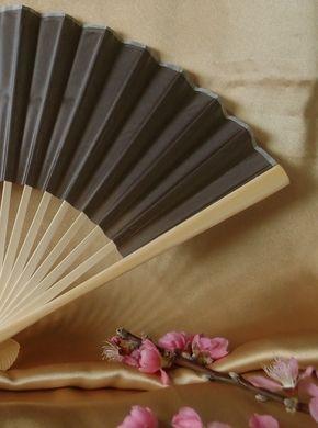 9&quot; Gray / Grey Silk Hand Fans for Weddings (10 Pack)