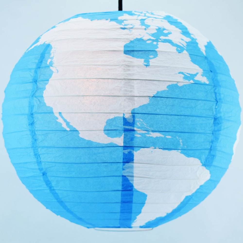14&quot; Greater Detailed World Earth Globe Paper Lantern Hanging Classroom &amp; Party Decoration - PaperLanternStore.com - Paper Lanterns, Decor, Party Lights &amp; More
