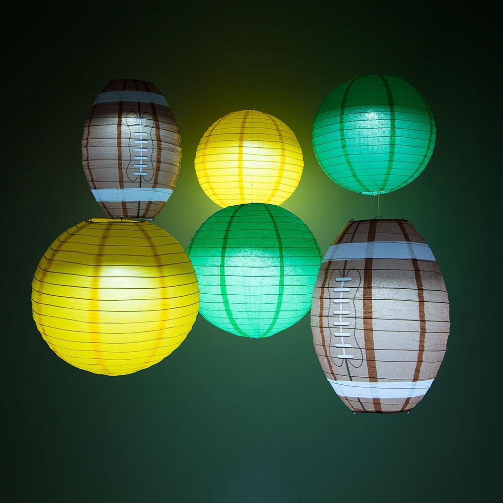 Green Bay Pro Football Paper Lanterns 6pc Combo Tailgating Party Pack (Green/Yellow)  - by PaperLanternStore.com - Paper Lanterns, Decor, Party Lights &amp; More