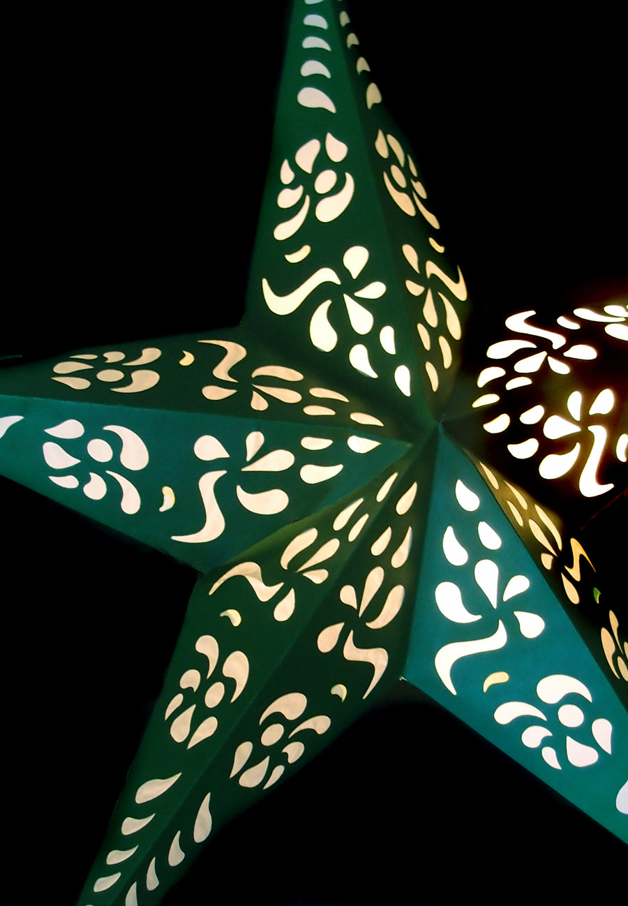 24&quot; Green Punch Paper Star Lantern, Chinese Hanging Wedding &amp; Party Decoration - PaperLanternStore.com - Paper Lanterns, Decor, Party Lights &amp; More