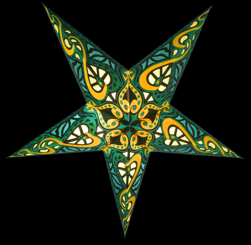 24" Green Trance Paper Star Lantern, Chinese Hanging Wedding & Party Decoration - PaperLanternStore.com - Paper Lanterns, Decor, Party Lights & More