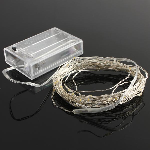 Battery-Operated 20 LED String Lights Set - Green/Clear Cord