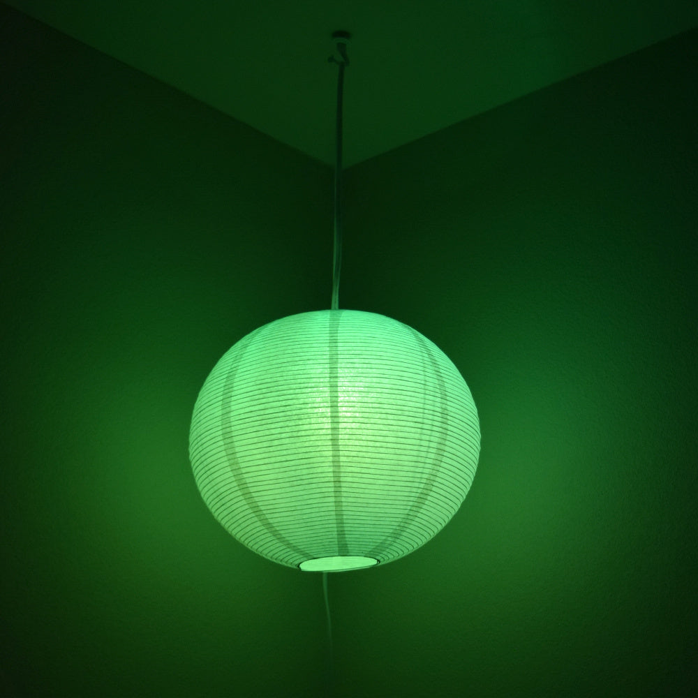 Fine Line Premium Paper Lantern Pendant Light Cord Kit with Green LED Bulb