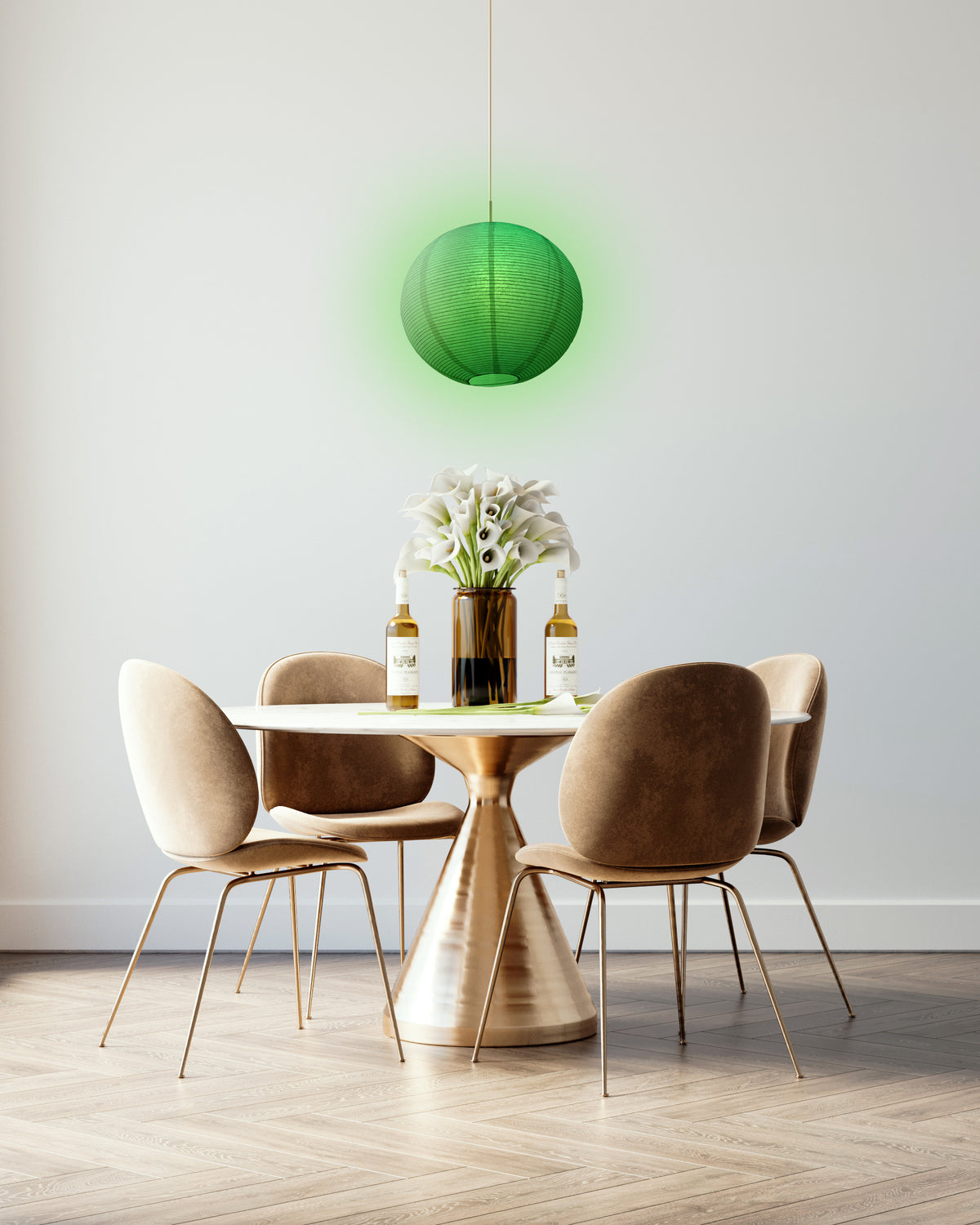 Fine Line Premium Paper Lantern Pendant Light Cord Kit with Green LED Bulb