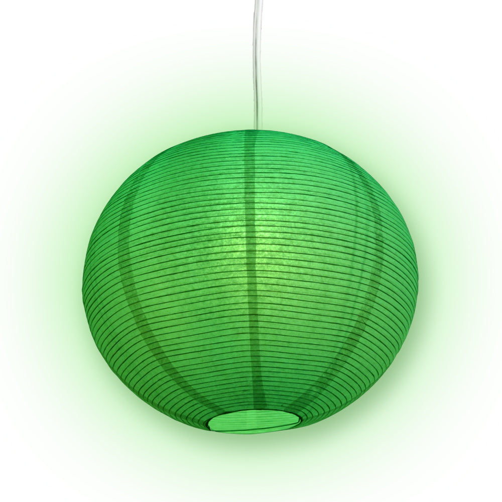Fine Line Premium Paper Lantern Pendant Light Cord Kit with Green LED Bulb