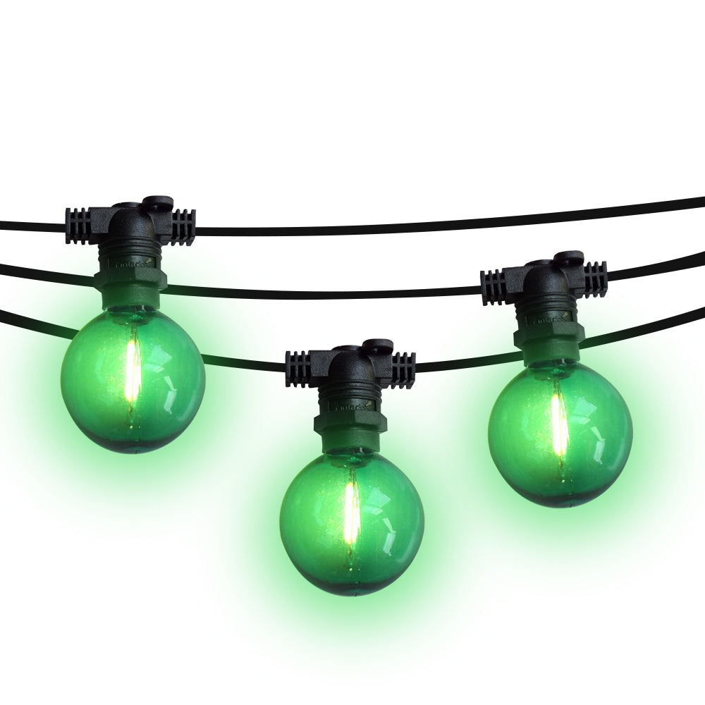 25 Socket Multi-Color Outdoor Commercial String Light Set, 29 FT Black Cord w/ 1-Watt Shatterproof LED Bulbs, Weatherproof SJTW