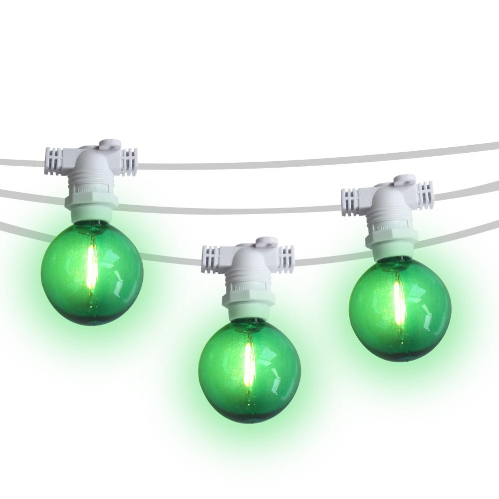 50 Socket Multi-Color Socket Outdoor Commercial String Light Set, 54 FT White Cord w/ 1-Watt Shatterproof LED Bulbs, Weatherproof SJTW