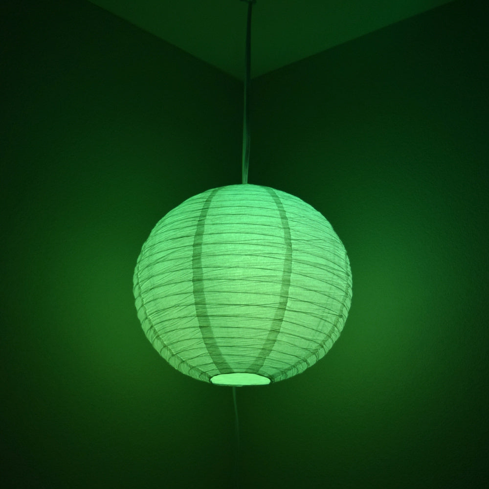 Crepe Premium Paper Lantern Pendant Light Cord Kit with G50 Green LED Bulb