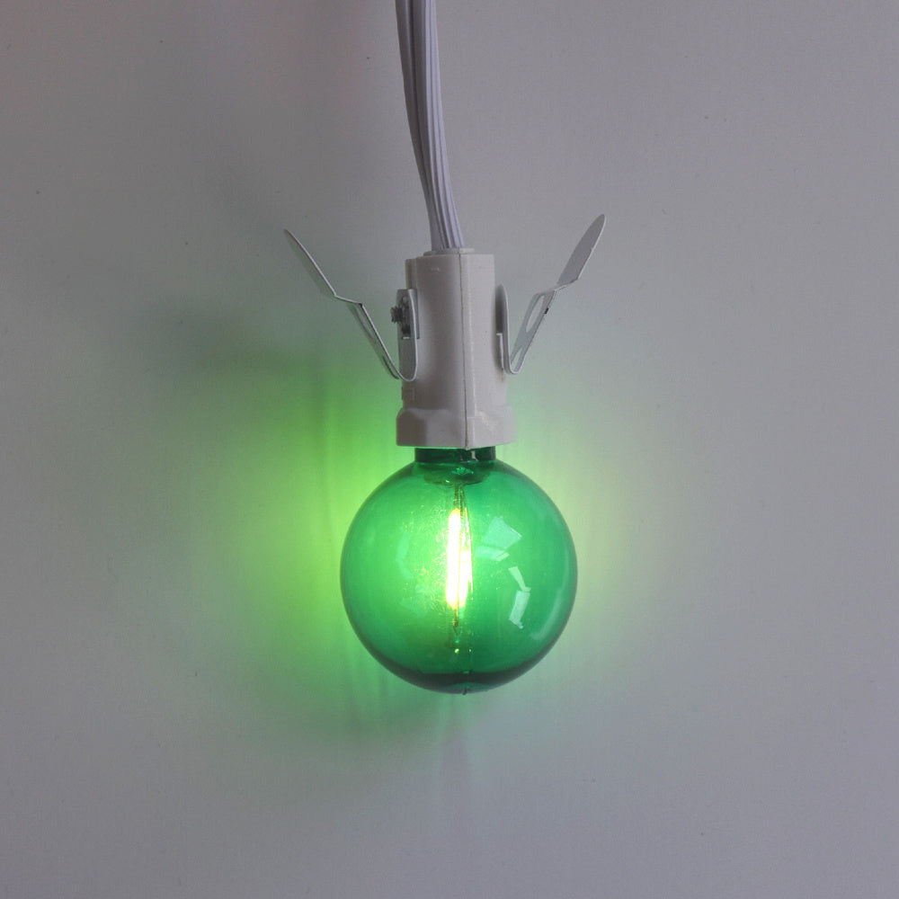 Green LED Filament G40 Globe Shatterproof Energy Saving Color Light Bulb, Dimmable, 1W,  E12 Candelabra Base (Single)