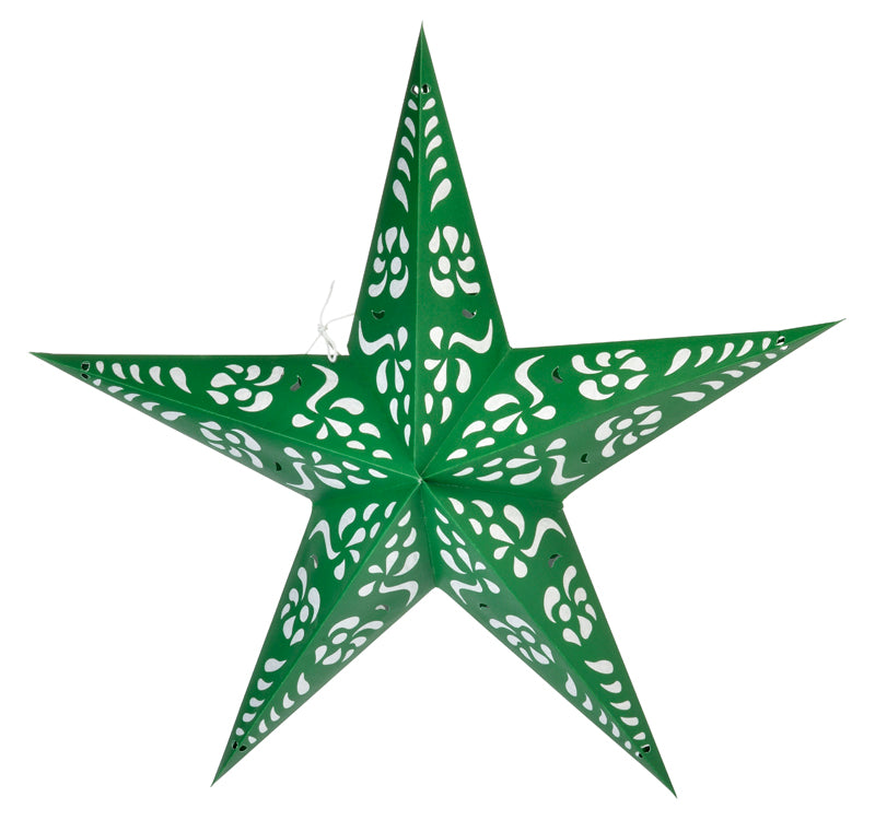 24&quot; Green Punch Paper Star Lantern, Chinese Hanging Wedding &amp; Party Decoration - PaperLanternStore.com - Paper Lanterns, Decor, Party Lights &amp; More