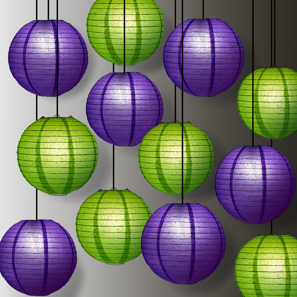 Halloween 12-Piece Purple / Green Paper Lantern Party Pack Set, Assorted Hanging Decoration - PaperLanternStore.com - Paper Lanterns, Decor, Party Lights &amp; More