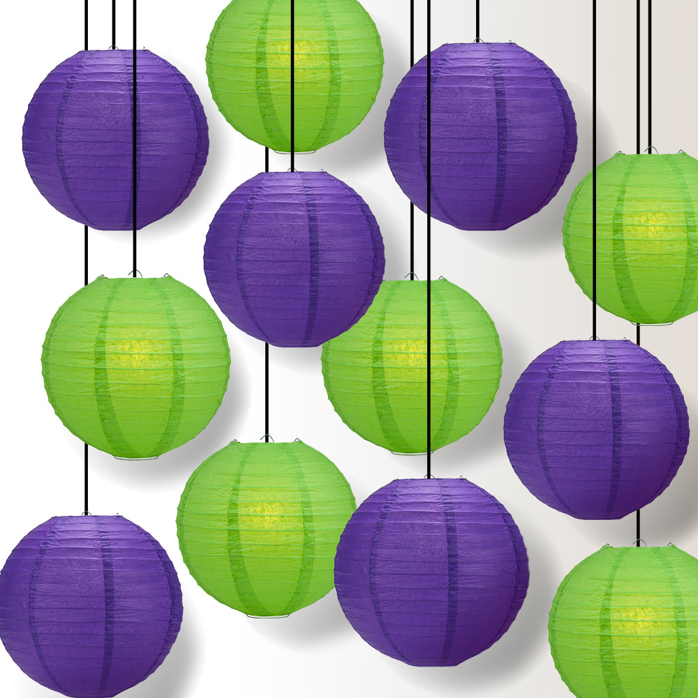 Halloween 12-Piece Purple / Green Paper Lantern Party Pack Set, Assorted Hanging Decoration - PaperLanternStore.com - Paper Lanterns, Decor, Party Lights & More