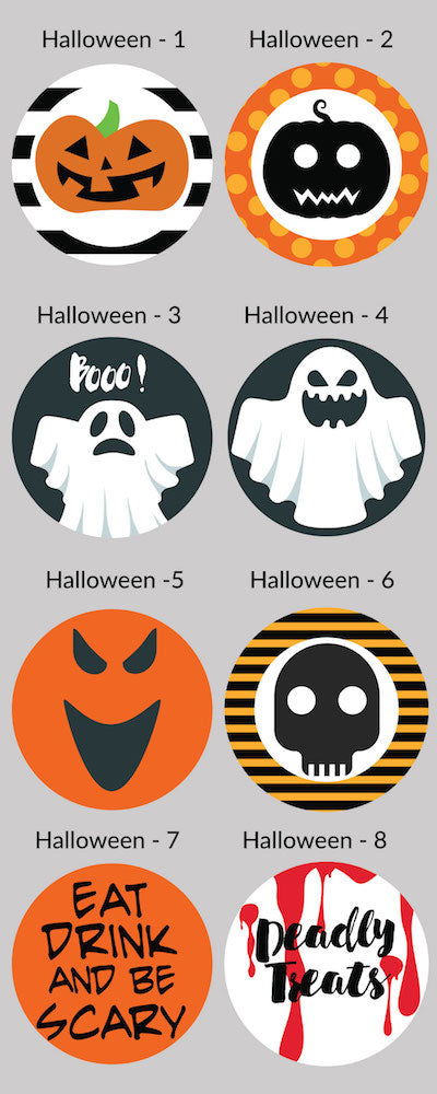 2.5 Inch Halloween Party Circle Label Stickers for Party Favors &amp; Invitations (Pre-Set Designed, 24 Labels) - PaperLanternStore.com - Paper Lanterns, Decor, Party Lights &amp; More