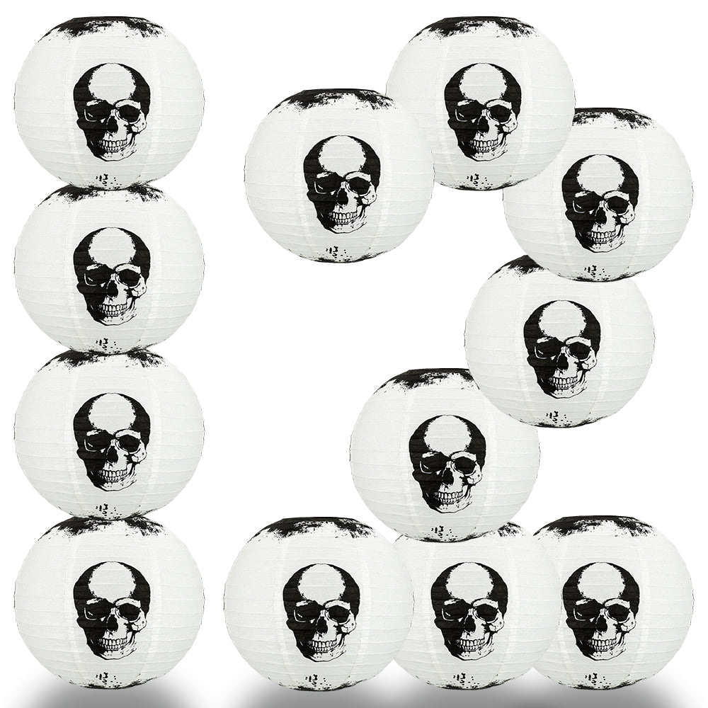 12 PACK | 14&quot; Halloween Skull Skeleton Face Paper Lantern, Hanging Decoration - PaperLanternStore.com - Paper Lanterns, Decor, Party Lights &amp; More