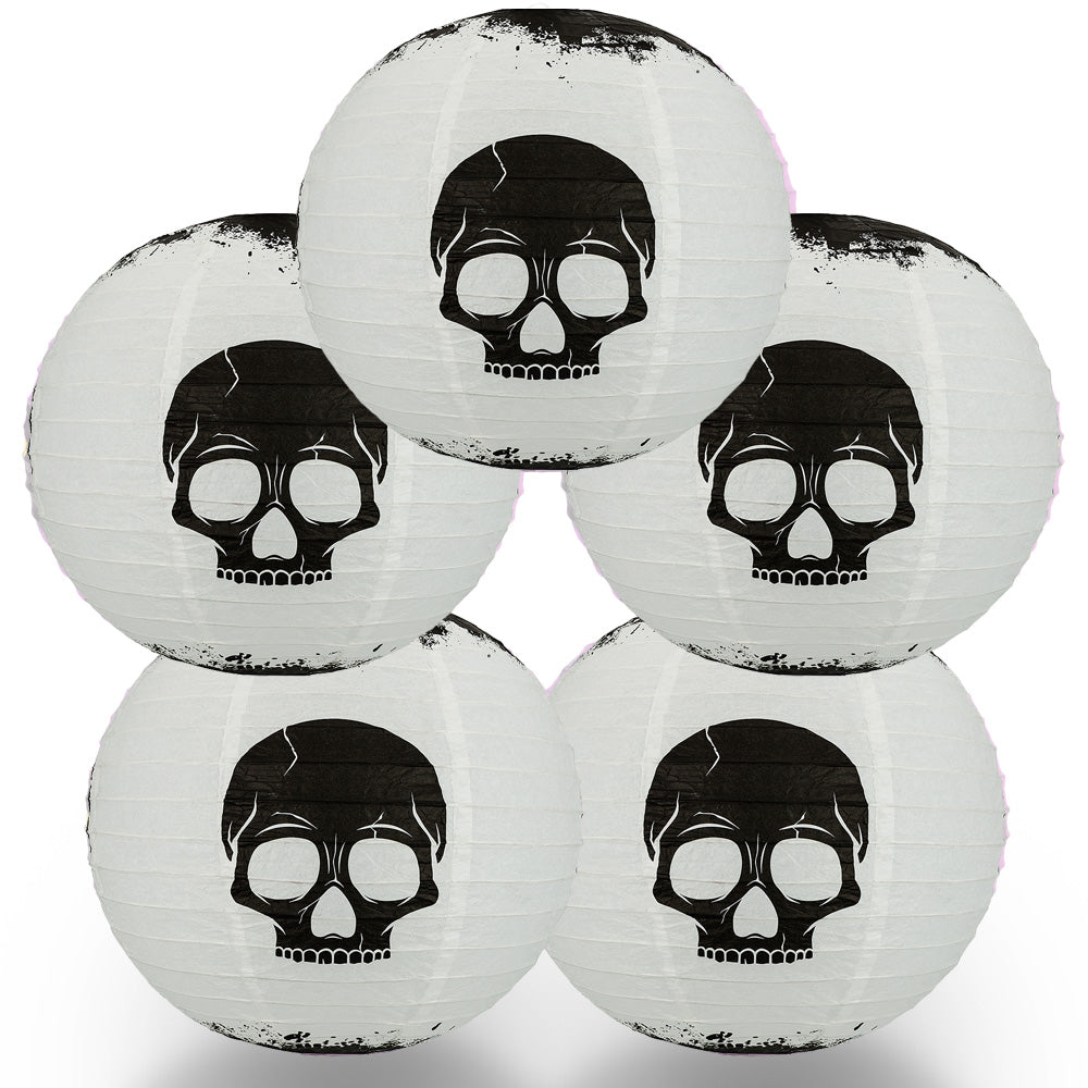 5 PACK | 14" Halloween Skull Skeleton Face Paper Lantern, Hanging Decoration - PaperLanternStore.com - Paper Lanterns, Decor, Party Lights & More