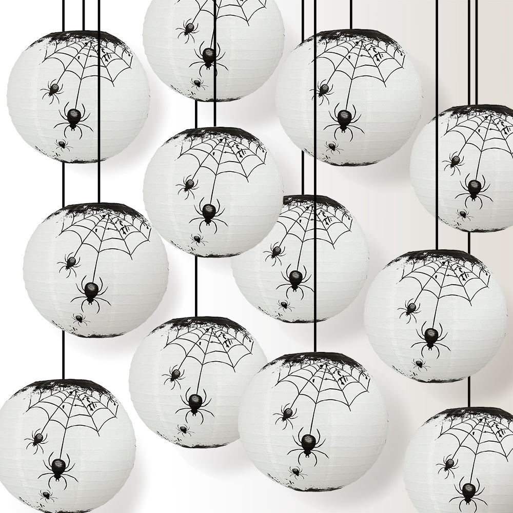 12 PACK | 14&quot; Halloween Spiders Spooky Bug Webs Paper Lantern, Hanging Decoration - PaperLanternStore.com - Paper Lanterns, Decor, Party Lights &amp; More