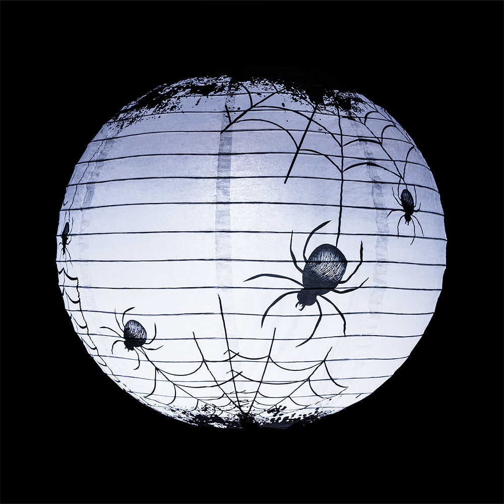 14" Halloween Spiders Spooky Bug Webs Paper Lantern, Hanging Decoration - PaperLanternStore.com - Paper Lanterns, Decor, Party Lights & More