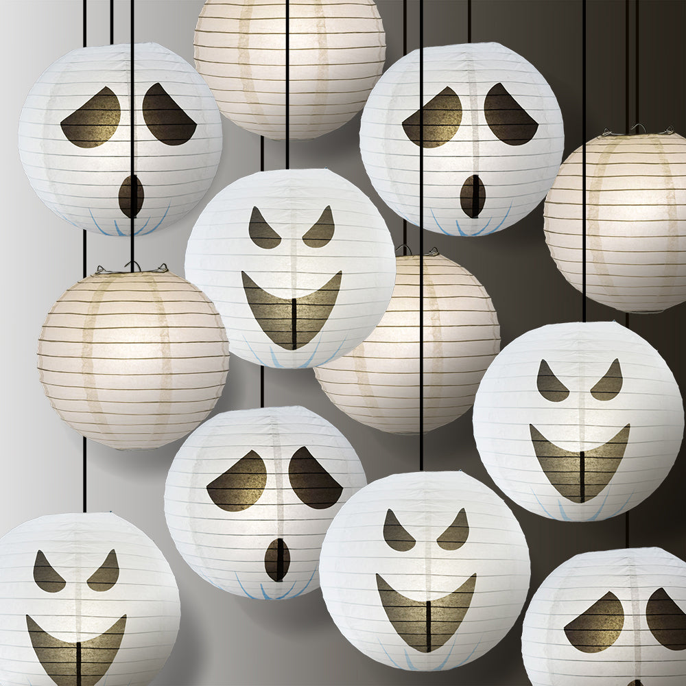 Halloween 12-Piece Spooky Ghosts Paper Lantern Party Pack Set, Assorted Hanging Decoration - PaperLanternStore.com - Paper Lanterns, Decor, Party Lights &amp; More