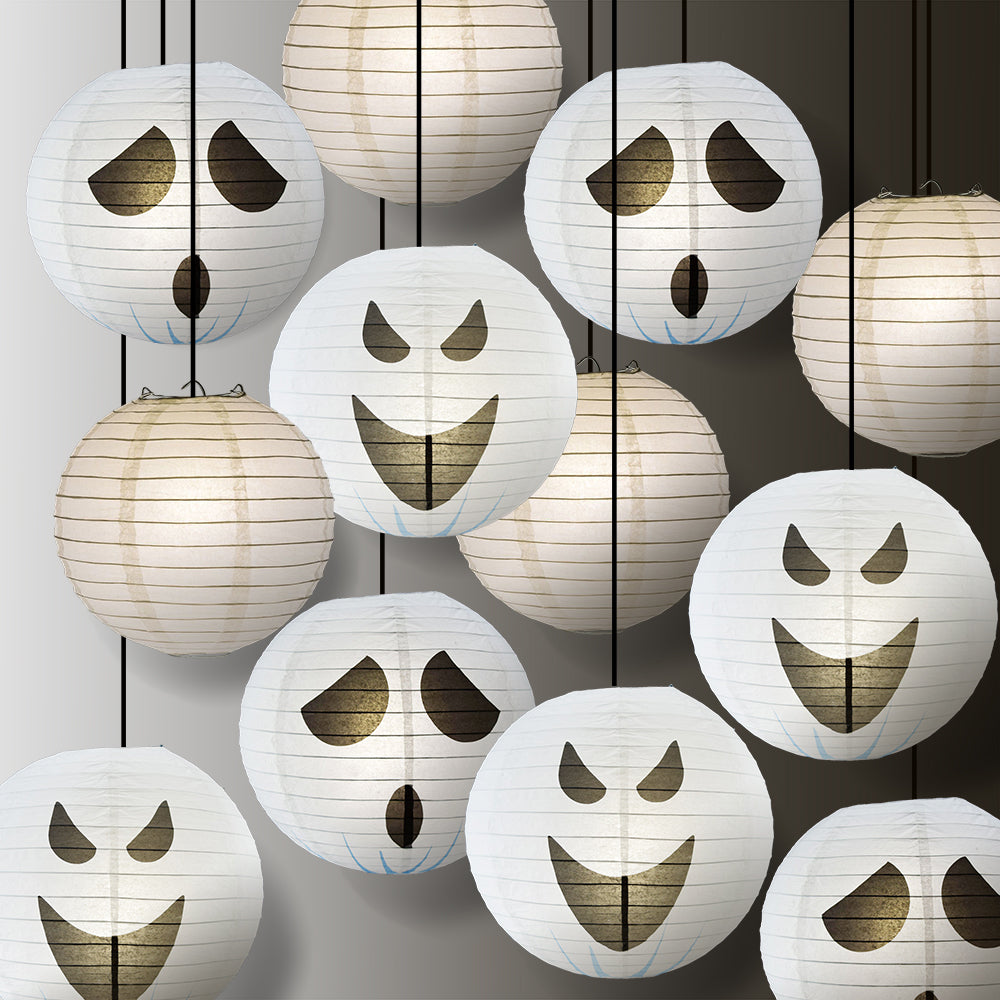 Halloween 12-Piece Spooky Ghosts Paper Lantern Party Pack Set, Assorted Hanging Decoration - PaperLanternStore.com - Paper Lanterns, Decor, Party Lights & More