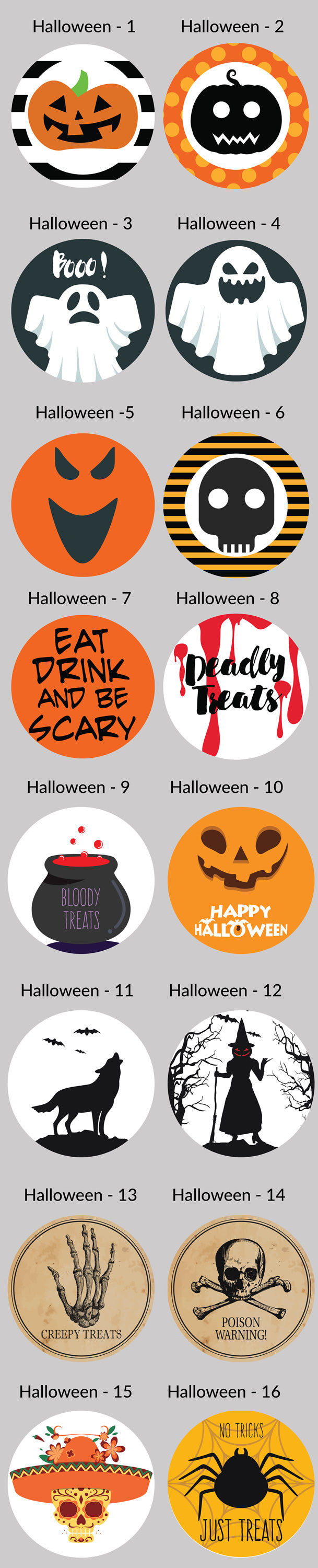 1.5 Inch Halloween Party Circle Label Stickers for Party Favors &amp; Invitations (Pre-Set Designed, 24 Labels) - PaperLanternStore.com - Paper Lanterns, Decor, Party Lights &amp; More
