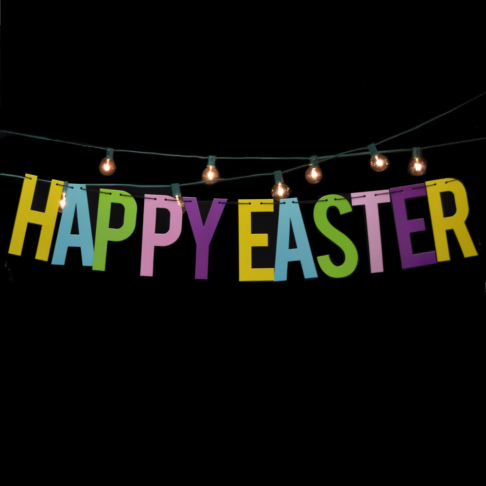 Happy Easter Colorful Party Paper Letter Garland Banner (4FT-9FT) - PaperLanternStore.com - Paper Lanterns, Decor, Party Lights & More