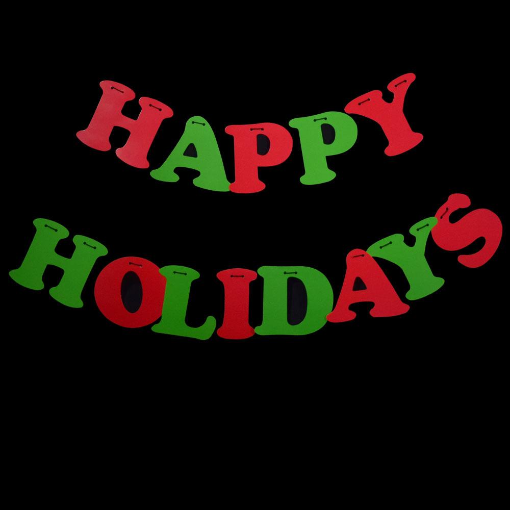 Happy Holidays Party Paper Letter Garland Banner (10FT) - PaperLanternStore.com - Paper Lanterns, Decor, Party Lights &amp; More