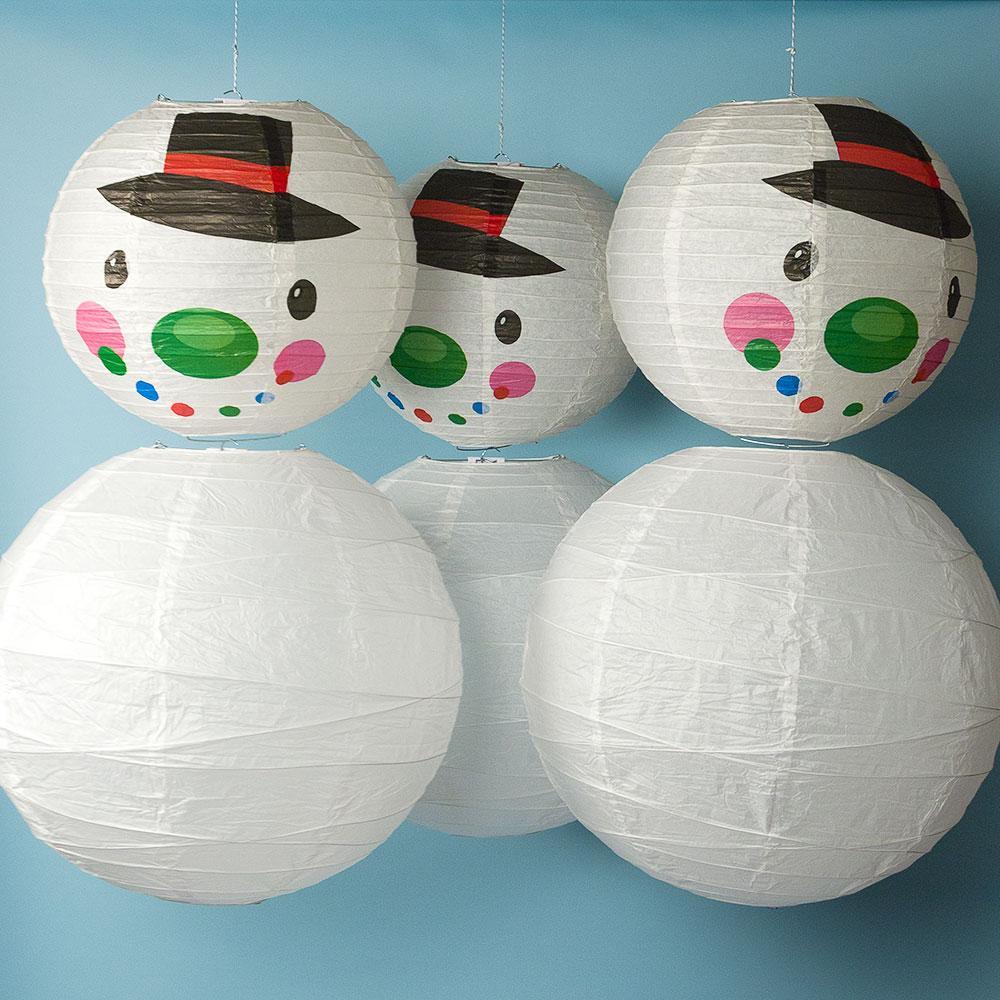 6-pc Frosty Snowman Holiday Christmas Party Pack Paper Lanterns Combo Set