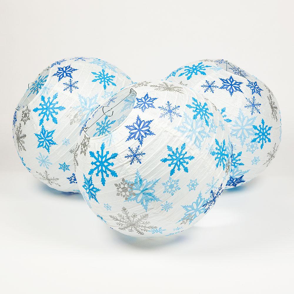 11-pc Frozen Wonderland Holiday Christmas Snowflake Party Pack Paper Lanterns Combo Set - PaperLanternStore.com - Paper Lanterns, Decor, Party Lights &amp; More