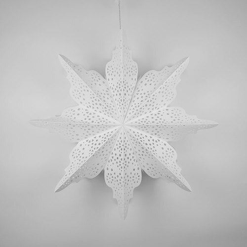 3-PACK + Cord | Bright White Cristallo 29&quot; Pizzelle Designer Illuminated Paper Star Lanterns and Lamp Cord Hanging Decorations - PaperLanternStore.com - Paper Lanterns, Decor, Party Lights &amp; More