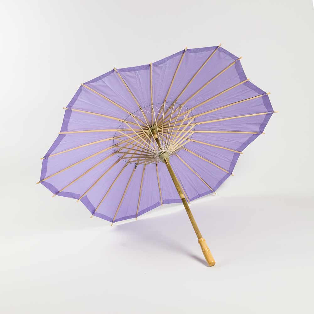 32" Lavender Paper Parasol Umbrella, Scallop Blossom Shaped - PaperLanternStore.com - Paper Lanterns, Decor, Party Lights & More