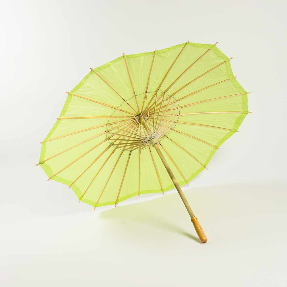 32" Light Lime Paper Parasol Umbrella, Scallop Blossom Shaped - PaperLanternStore.com - Paper Lanterns, Decor, Party Lights & More