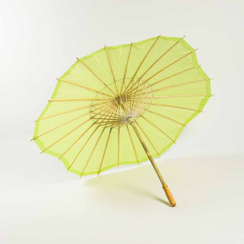 32&quot; Light Lime Paper Parasol Umbrella, Scallop Blossom Shaped - PaperLanternStore.com - Paper Lanterns, Decor, Party Lights &amp; More