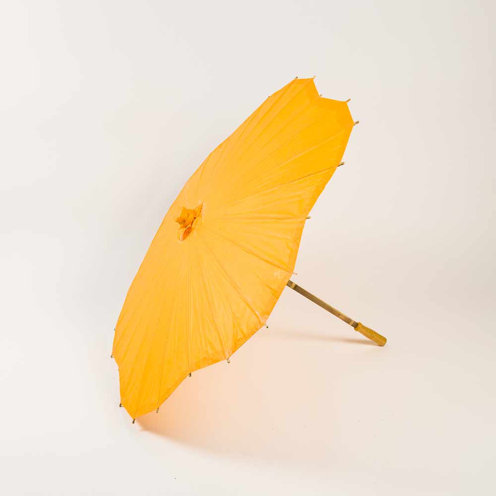 32&quot; Orange Paper Parasol Umbrella, Scallop Blossom Shaped - PaperLanternStore.com - Paper Lanterns, Decor, Party Lights &amp; More