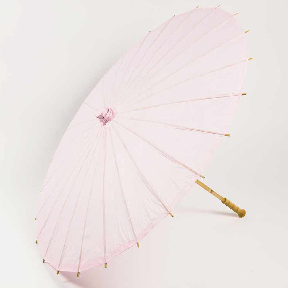 BULK PACK (10-Pack) 32&quot; Pink Paper Parasol Umbrella with Elegant Handle