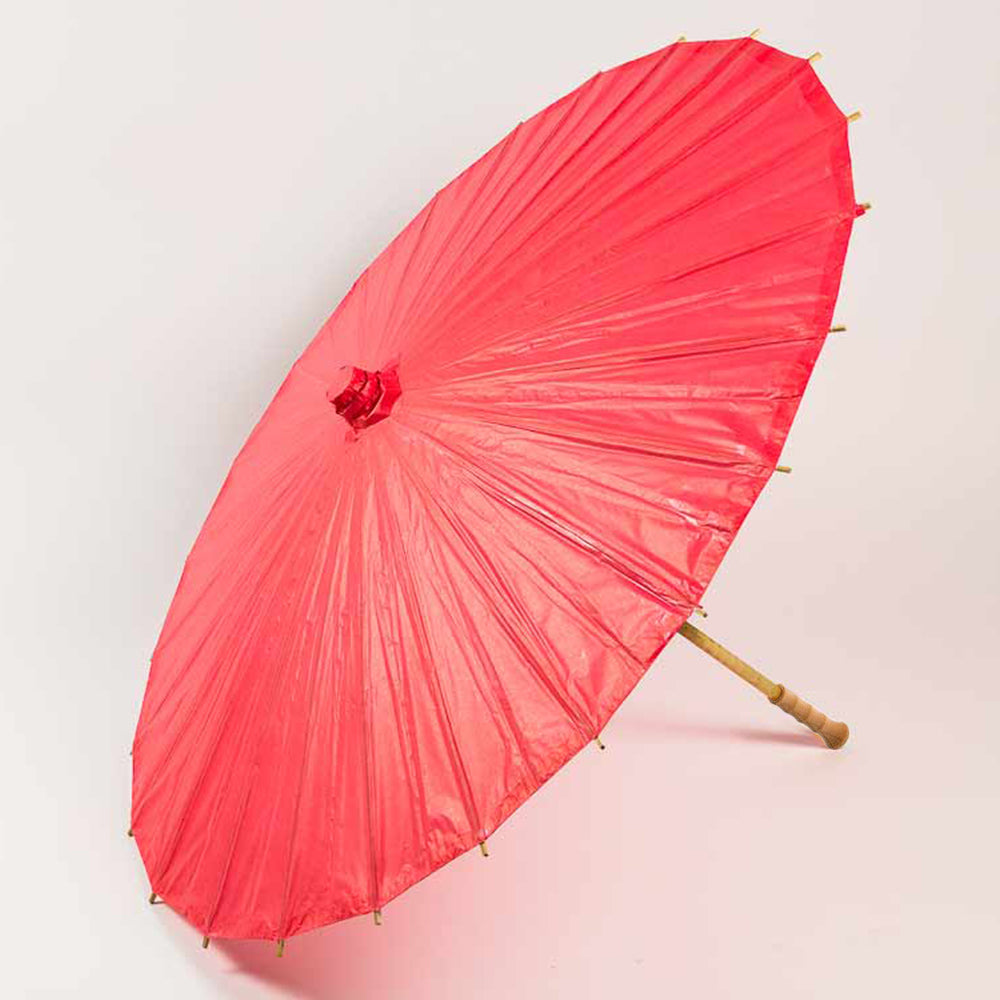 BULK PACK (10-Pack) 32&quot; Red Paper Parasol Umbrella with Elegant Handle