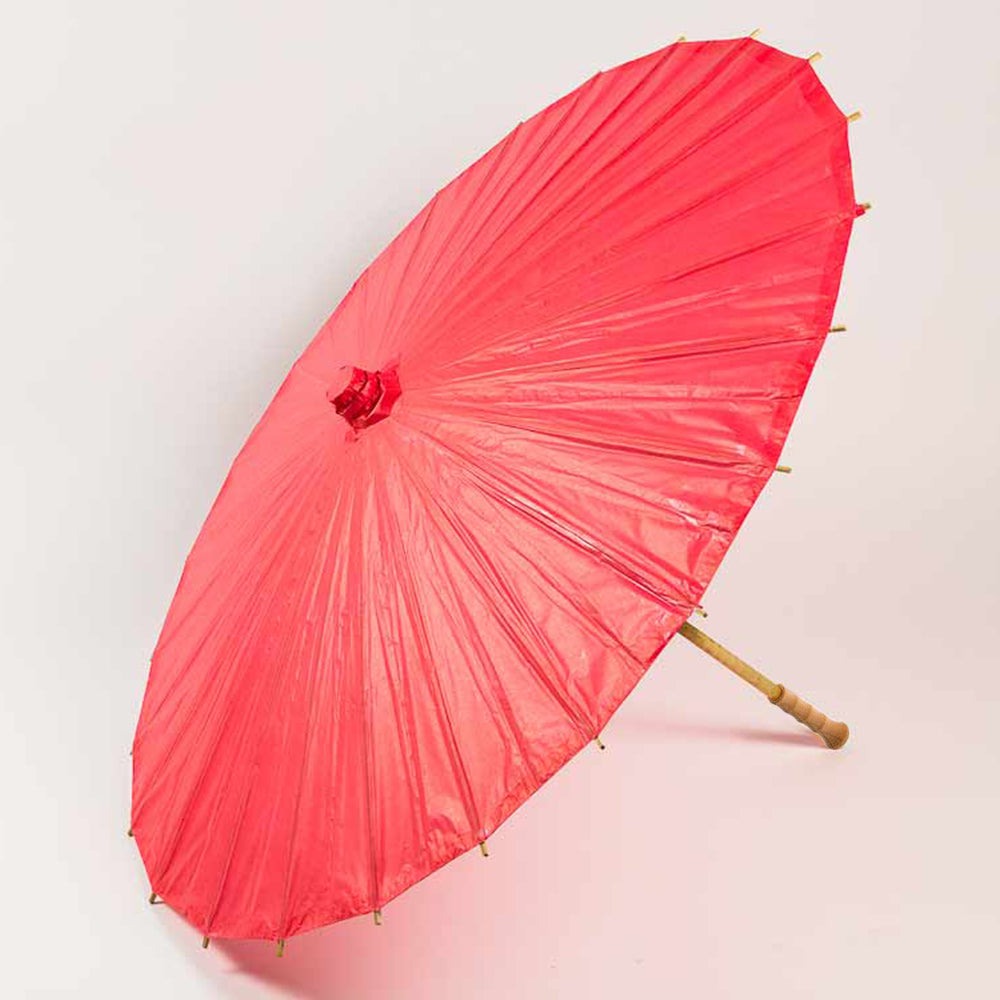 BULK PACK (10-Pack) 32" Red Paper Parasol Umbrella with Elegant Handle