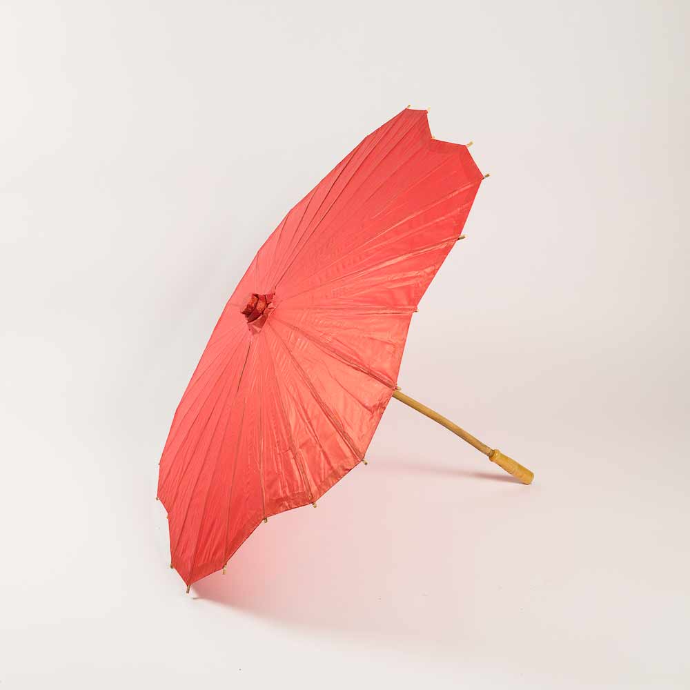 32 Inch Red Paper Parasol Umbrella, Scallop Blossom Shaped - PaperLanternStore.com - Paper Lanterns, Decor, Party Lights &amp; More
